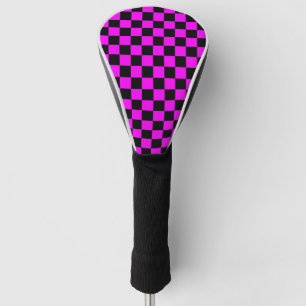 Funda Para Palo De Golf Patrón de tablero de cheques negros + rosados