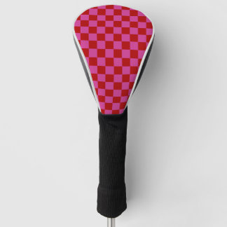 Funda Para Palo De Golf Patrón de tablero de cheques rojo + rosa
