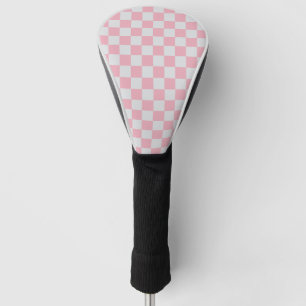 Funda Para Palo De Golf Patrón de tablero de cheques rosados + grises