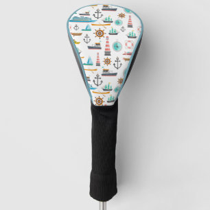 Funda Para Palo De Golf Patrón de temática náutica colorida