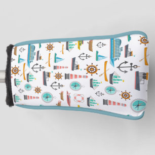 Funda Para Palo De Golf Patrón de temática náutica colorida