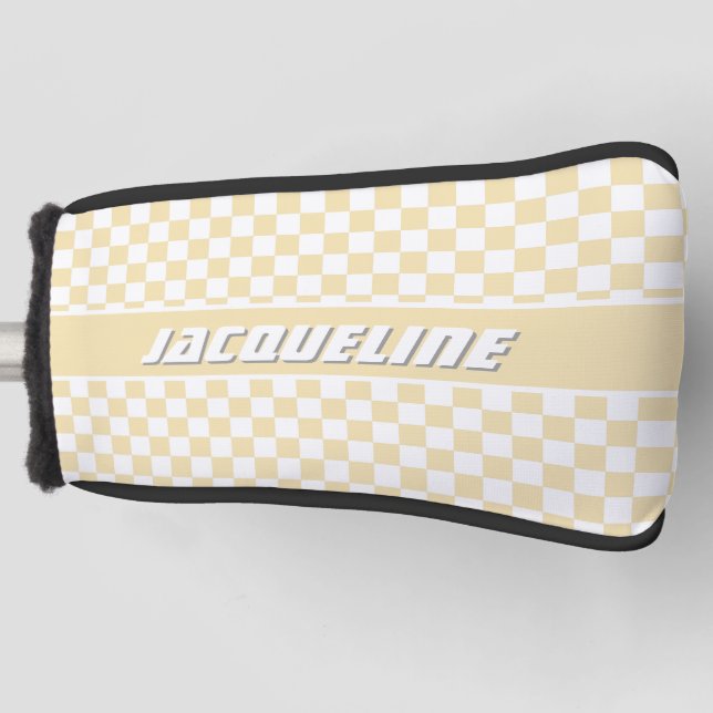 Funda Para Palo De Golf Patrón de verificación amarillo (Anverso)