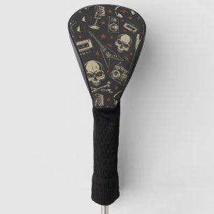 Funda Para Palo De Golf Patrón del cráneo de la música de Grunge