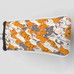 Funda Para Palo De Golf Patrón diagonal del gato negro jengibre