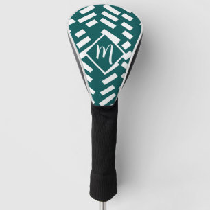 Funda Para Palo De Golf Patrón diagonal rayado minimalista, monograma