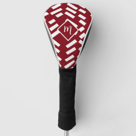 Funda Para Palo De Golf Patrón diagonal tachado rojo Minimalista, monogram