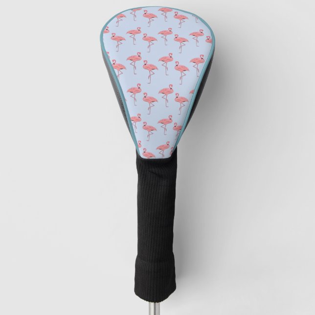 Funda Para Palo De Golf Patrón Flamingo sobre la cubierta de la cabeza del (Anverso)
