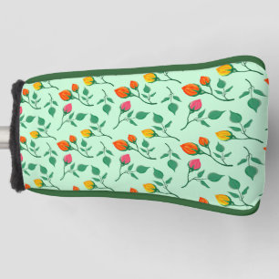 Funda Para Palo De Golf Patrón floral con flores subió de color