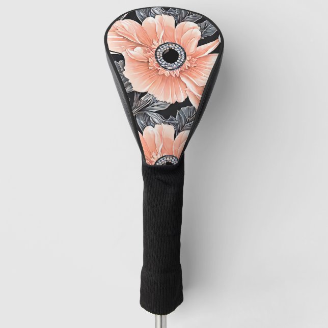 Funda Para Palo De Golf Patrón floral de duraznos de luz botánica (Anverso)