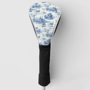 Funda Para Palo De Golf Patrón floral de toile de Jouy azul vintage francé