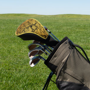 Funda Para Palo De Golf Patrón floral dorado Flor oriental