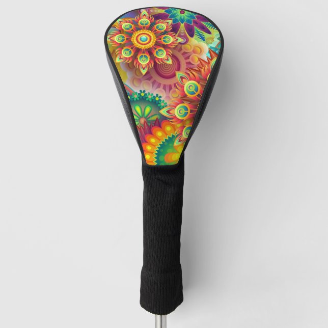 Funda Para Palo De Golf Patrón floral psicodélico (Anverso)