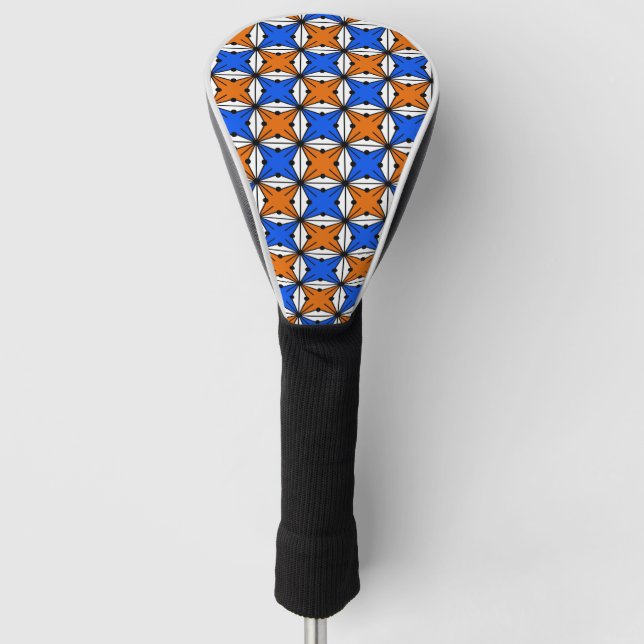 Funda Para Palo De Golf Patrón geométrico abstracto - azul y naranja. (Anverso)