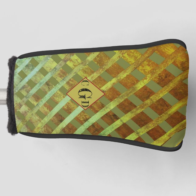 Funda Para Palo De Golf Patrón geométrico rayado asimétrico verde (Anverso)
