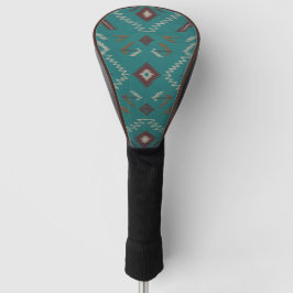 Funda Para Palo De Golf Patrón geométrico tribal navajo azul verdoso
