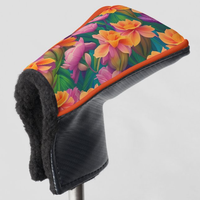 Funda Para Palo De Golf Patrón hawaiano de flores tropicales (Anverso 3/4)