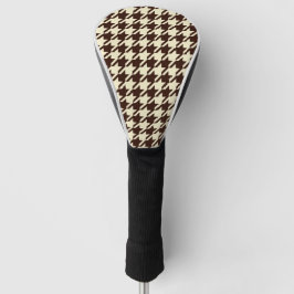 Funda Para Palo De Golf Patrón Houndstoth de marfil marrón clásico