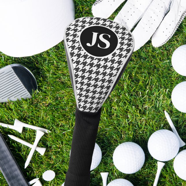 Funda Para Palo De Golf Patrón Houndstoth Monogramado Blanco Negro (Subido por el creador)