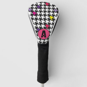 Funda Para Palo De Golf Patrón moderno de gallos rosados amarillo púrpur