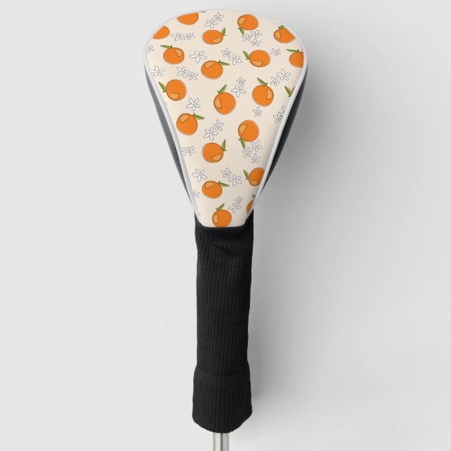 Funda Para Palo De Golf Patrón Naranja y flor (Anverso)