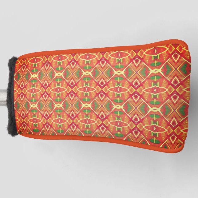 Funda Para Palo De Golf patrón naranja y verde (Anverso)