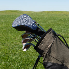 Funda Para Palo De Golf Patrón paisajista blanco y azul oscuro