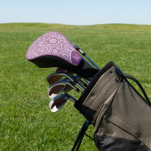 Funda Para Palo De Golf Patrón paisajista blanco y violeta