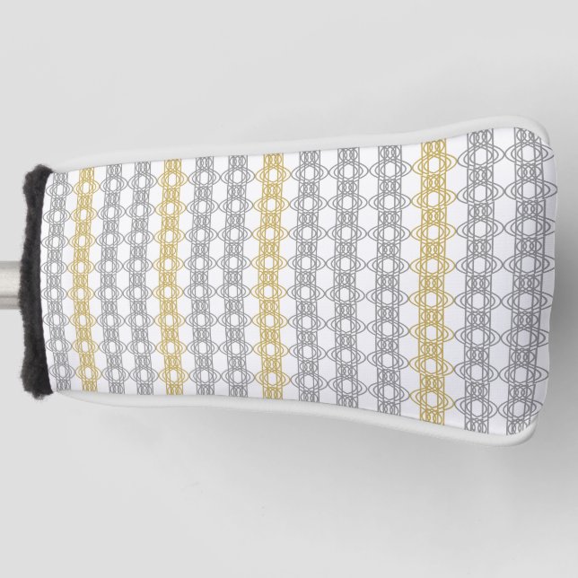 Funda Para Palo De Golf Patrón plateado y dorado (Anverso)