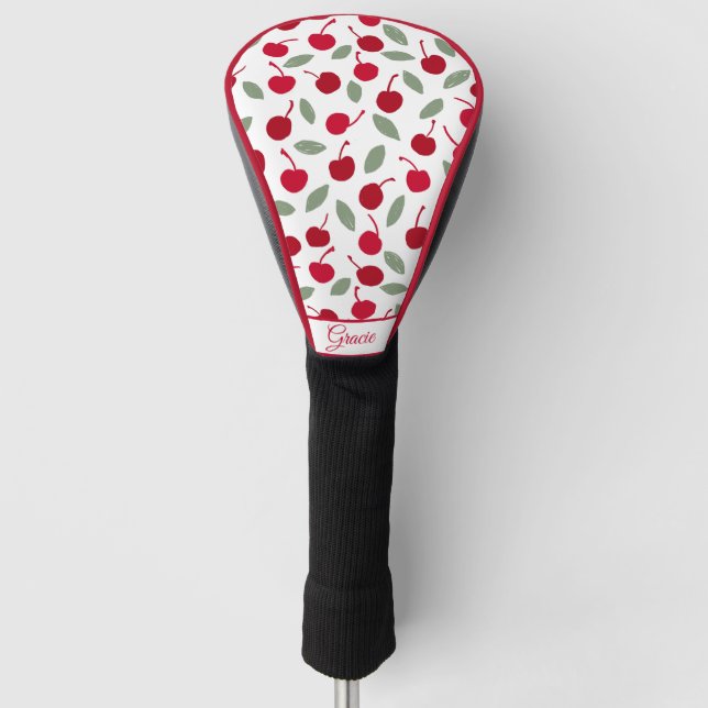 Funda Para Palo De Golf Patrón Preppy de Fruta de Cerezo (Anverso)