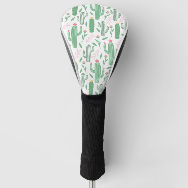 Funda Para Palo De Golf Patrón púrpura verde cactus (Anverso)