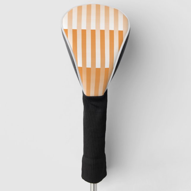 Funda Para Palo De Golf Patrón rayado blanco naranja (Anverso)