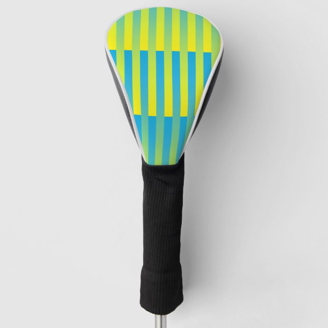 Funda Para Palo De Golf Patrón rayado verde amarillo azul (Anverso)