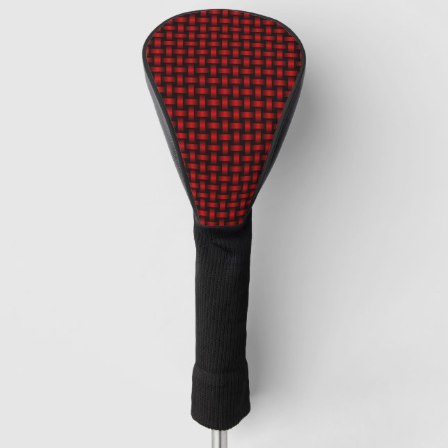 Funda Para Palo De Golf Patrón rojo de tejido negro (Anverso)