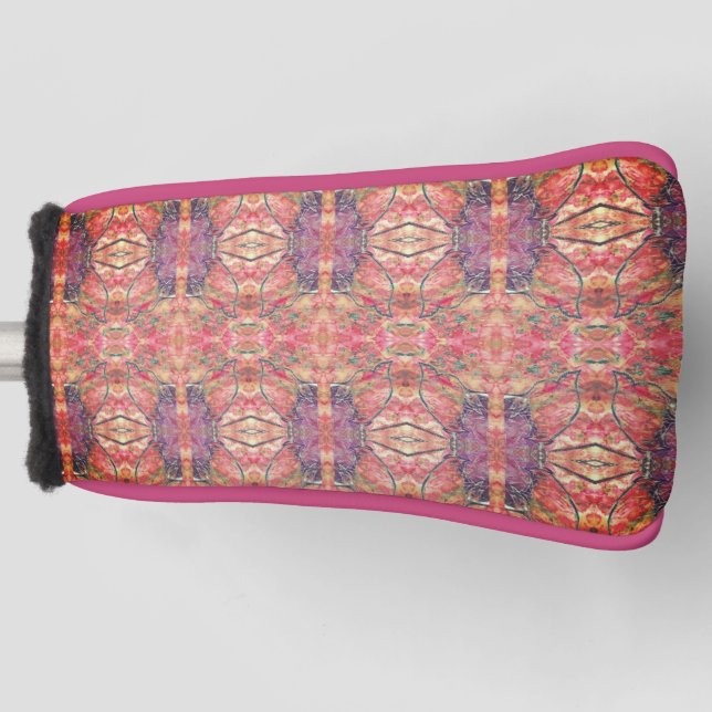 Funda Para Palo De Golf Patrón rosa y púrpura (Anverso)