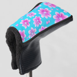 Funda Para Palo De Golf Patrón simple de flor azul y rosa