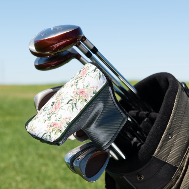 Funda Para Palo De Golf Patrón suave de flor rosa rosada en pasto (In Situ)