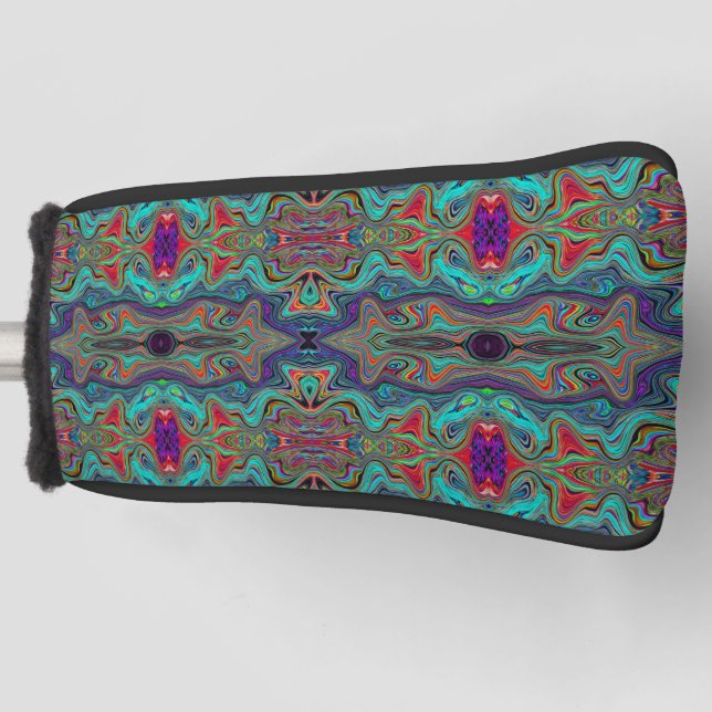 Funda Para Palo De Golf Patrón Trippy Verde y Rojo de espuma marina ondula (Anverso)