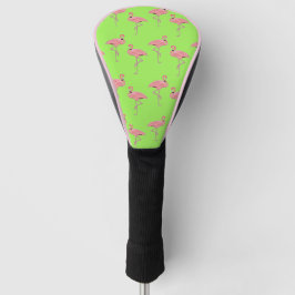 Funda Para Palo De Golf Patrón tropical flamenco verde rosado
