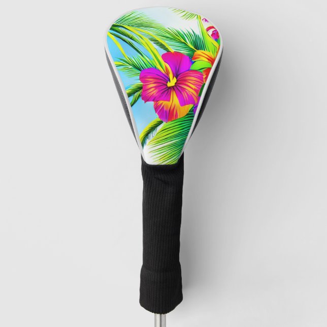 Funda Para Palo De Golf Patrón tropical hawaiano sin foco (Anverso)