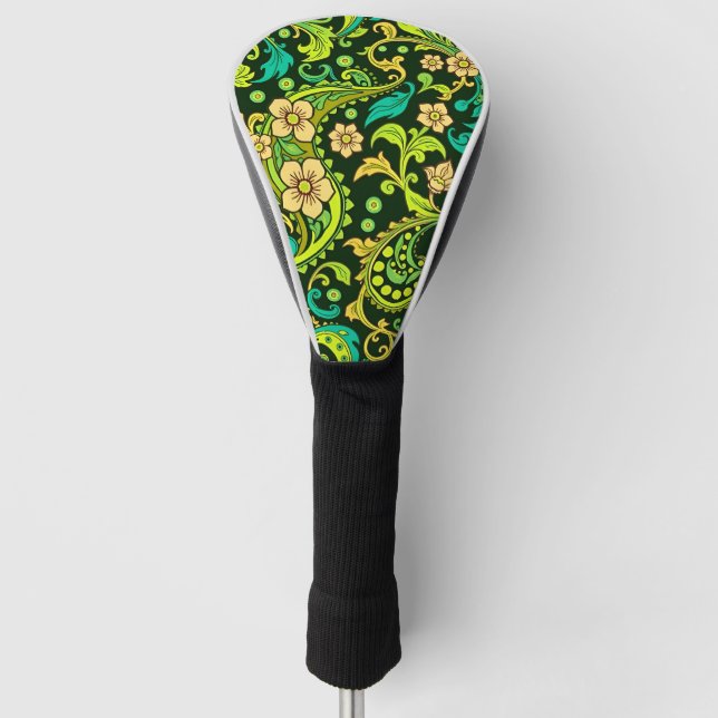 Funda Para Palo De Golf Patrón verde de paisley (Anverso)