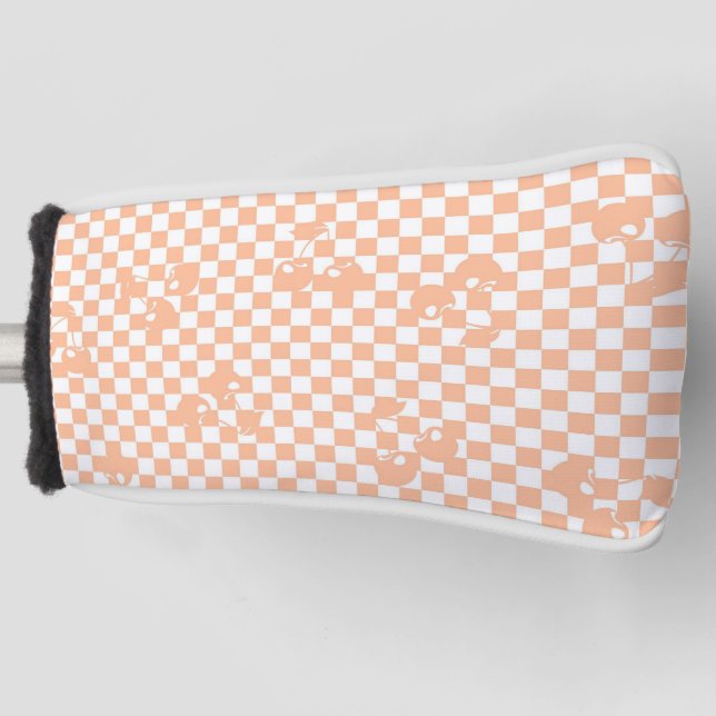 Funda Para Palo De Golf Peach Fuzz Cherry Gingham Pattern (Anverso)