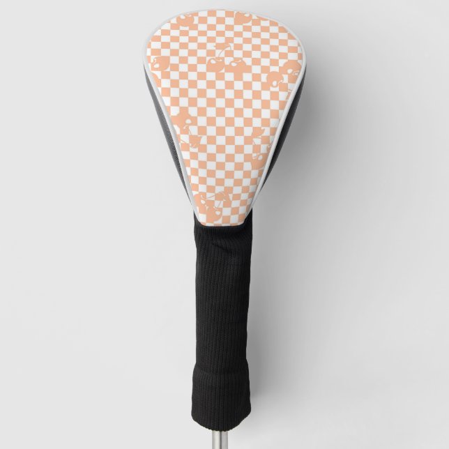 Funda Para Palo De Golf Peach Fuzz Cherry Gingham Pattern (Anverso)