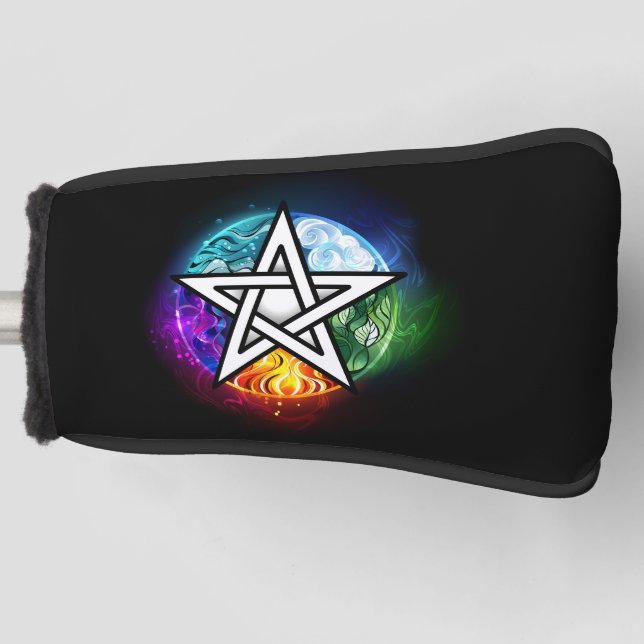 Funda Para Palo De Golf Pentagrama de Wiccan (Anverso)