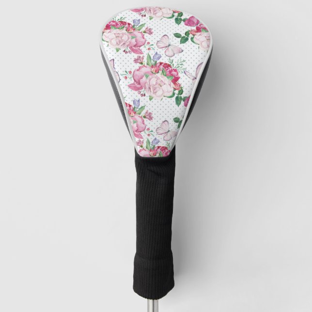 Funda Para Palo De Golf peonía acuática, mariposa acuarela (Anverso)