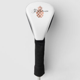 Funda Para Palo De Golf Pequeña Piña Personalizada de Pan de Oro Rosa Fals