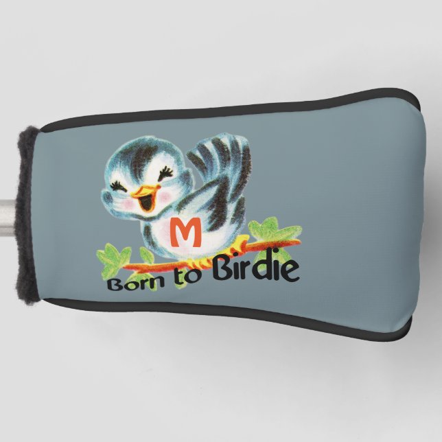 Funda Para Palo De Golf Pequeño pájaro retro lindo llevado para birdie con (Anverso)