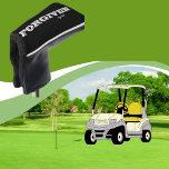 Funda Para Palo De Golf Perdonado por Dios Cristiano<br><div class="desc">PERDONADO. Cuando creíste en Jesucristo como tu Salvador (confiando en que murió y subió de nuevo por el perdón de los pecados) — ¡Dios te salva! Blanco sobre la tipografía negra/texto.</div>