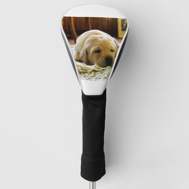 Funda Para Palo De Golf perrito de laboratorio amarillo 2 (Anverso)