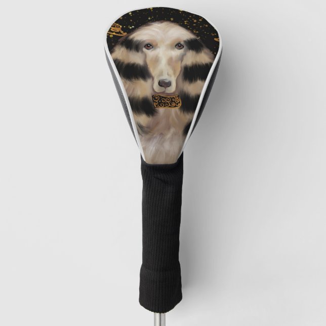 FUNDA PARA PALO DE GOLF PERRO AFGANO ORO  (Anverso)