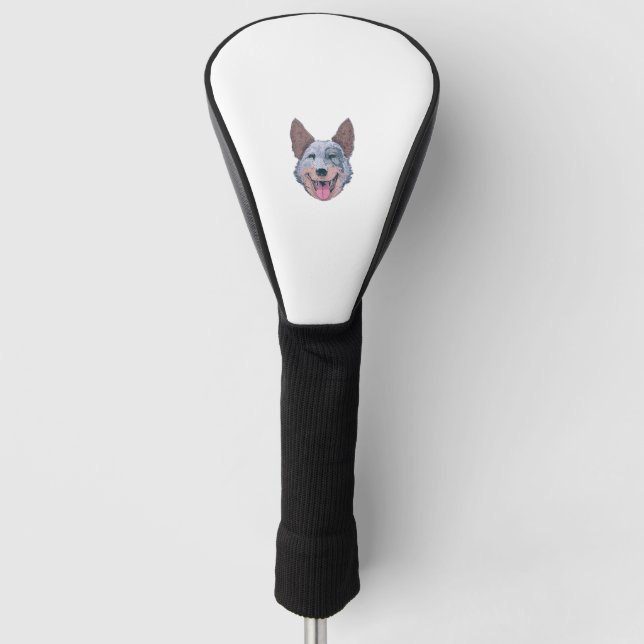 Funda Para Palo De Golf Perro de ganado australiano feliz (Anverso)